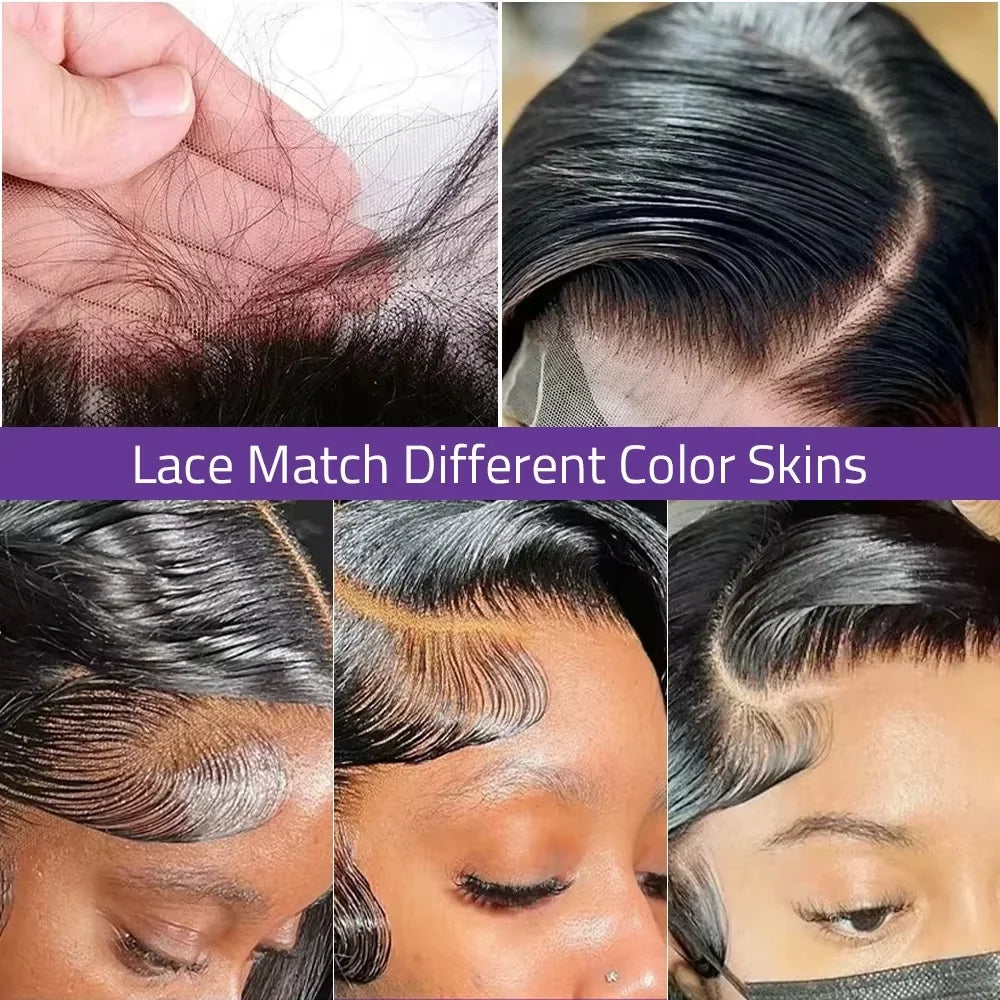 300 Density Body Wave 13x6 Transparent Lace Front Human Hair Wigs For Women 30 36 Inch 13x4 HD Lace Frontal Wigs Pre Plucked