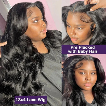 100% Human Hair Body Wave Wigs 13x4 HD Lace Frontal Wigs Pre Plucked Transparent
