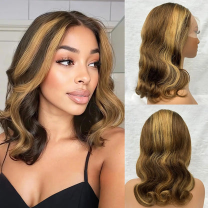 Bob Wig Human Hair 13x4 Frontal Lace Wig Body Wave HD
