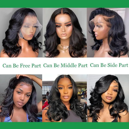 Bob Wig Human Hair 13x4 Frontal Lace Wig Body Wave HD