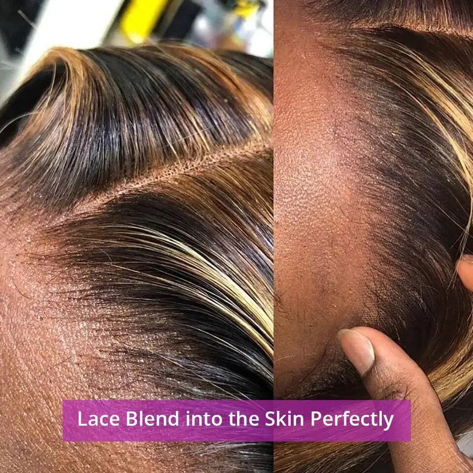 34Inch Bone Straight Highlight Lace Front Human Hair Ombre