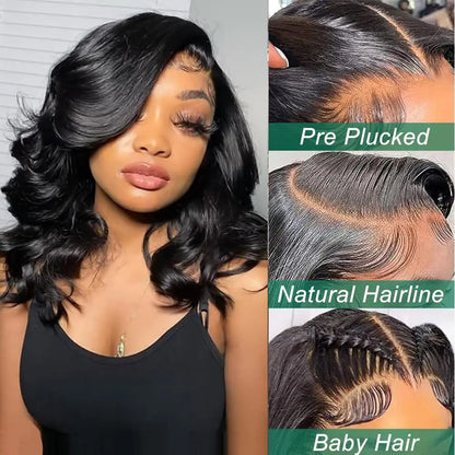 Bob Wig Human Hair 13x4 Frontal Lace Wig Body Wave HD