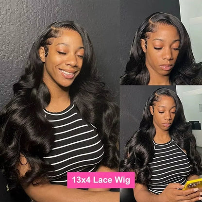300 Density Body Wave 13x6 Transparent Lace Front Human Hair Wigs For Women 30 36 Inch 13x4 HD Lace Frontal Wigs Pre Plucked