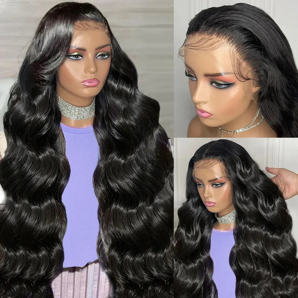 100% Human Hair Body Wave Wigs 13x4 HD Lace Frontal Wigs Pre Plucked Transparent