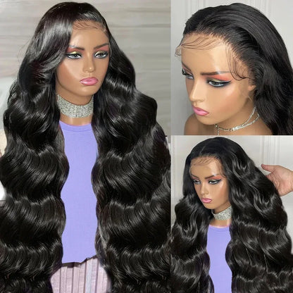 100% Human Hair Body Wave Wigs 13x4 HD Lace Frontal Wigs Pre Plucked Transparent
