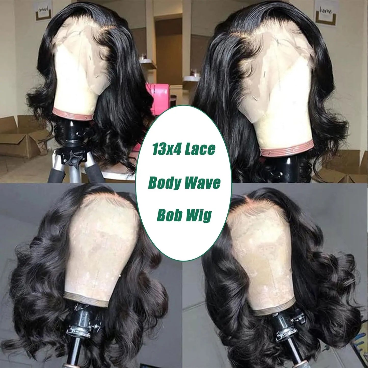 Bob Wig Human Hair 13x4 Frontal Lace Wig Body Wave HD
