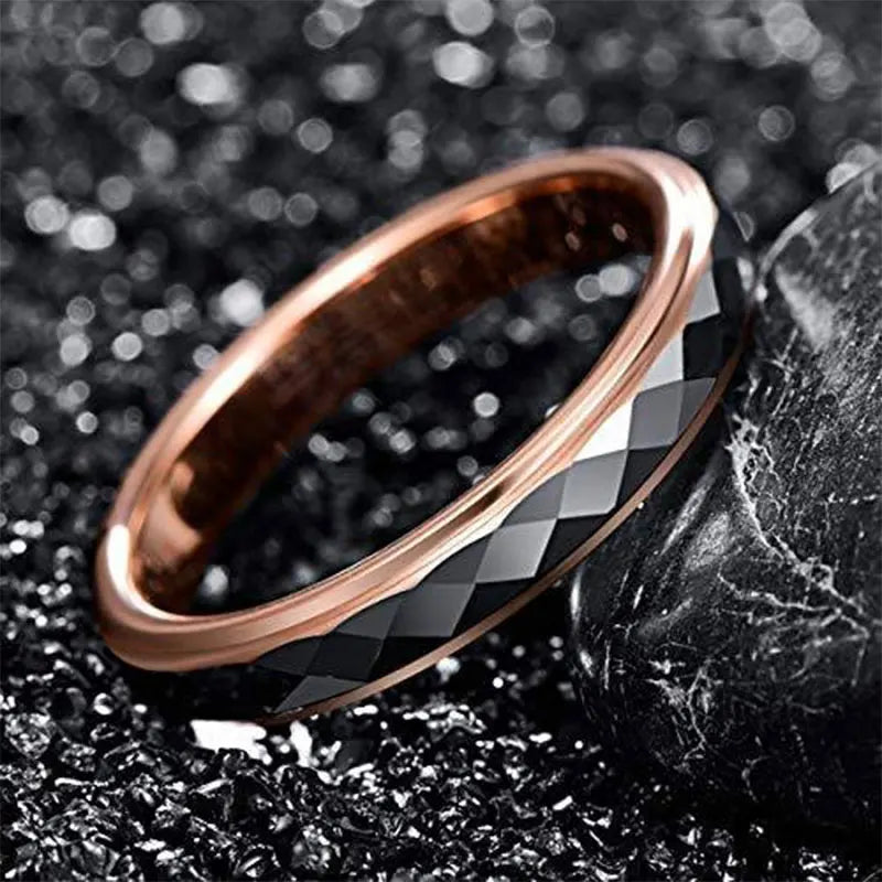 4mm Tungsten Carbide Ring Rose Gold Plating  Wedding Ring For Couple Bands