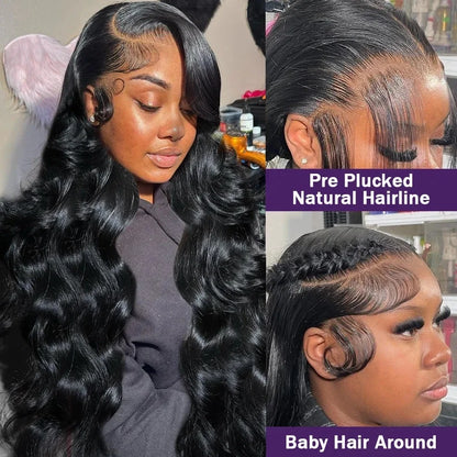 100% Human Hair Body Wave Wigs 13x4 HD Lace Frontal Wigs Pre Plucked Transparent