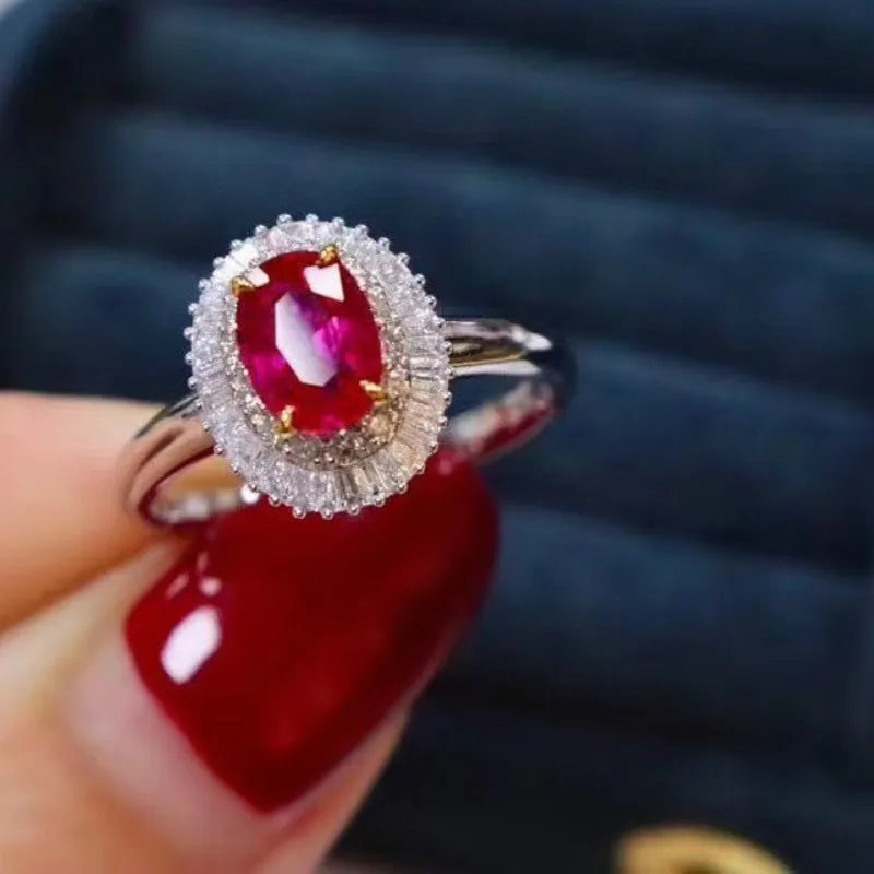 Top Quality Natural and Real Ruby Ring Gemstone Wedding Engagement Rings for Women Fine Jewelry
