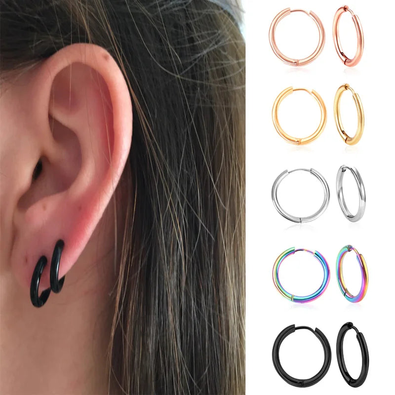 LUXUKISSKIDS Hoop Earrings 1pairs Anti Allergy For Woman/Men Huggie Round Aretes Small серьги Steel Circle Clips Korean