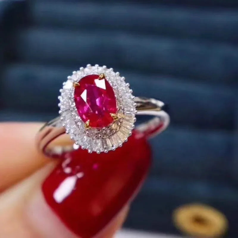 Top Quality Natural and Real Ruby Ring Gemstone Wedding Engagement Rings for Women Fine Jewelry