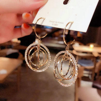 Luxury Shining Drop Earrings For Women Big Hoop Flower Heart Shape Long Tassel Rhinestone Dangle Earring Wedding Jewelry Gifts