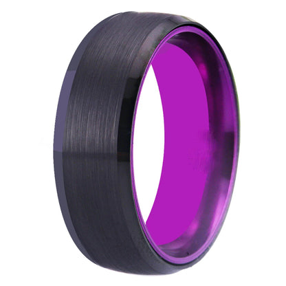 Wedding Band Rings For Women Classic Tungsten Rings Black Tungsten with Purple Aluminum Engagement Ring Free Engraving Drop Ship