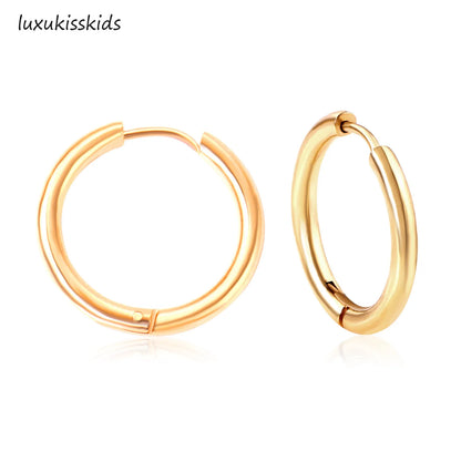 LUXUKISSKIDS Hoop Earrings 1pairs Anti Allergy For Woman/Men Huggie Round Aretes Small серьги Steel Circle Clips Korean