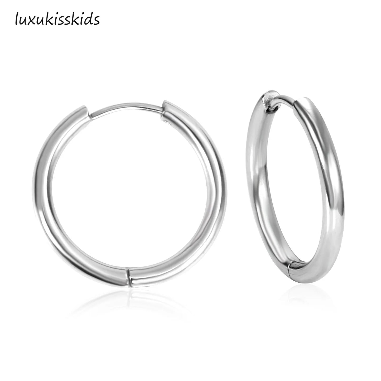 LUXUKISSKIDS Hoop Earrings 1pairs Anti Allergy For Woman/Men Huggie Round Aretes Small серьги Steel Circle Clips Korean