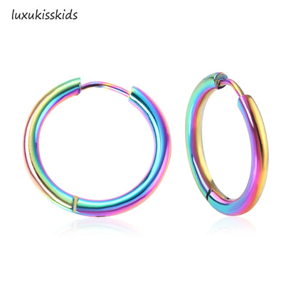 LUXUKISSKIDS Hoop Earrings 1pairs Anti Allergy For Woman/Men Huggie Round Aretes Small серьги Steel Circle Clips Korean