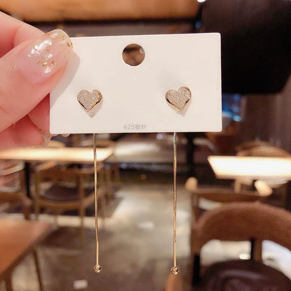 Luxury Shining Drop Earrings For Women Big Hoop Flower Heart Shape Long Tassel Rhinestone Dangle Earring Wedding Jewelry Gifts
