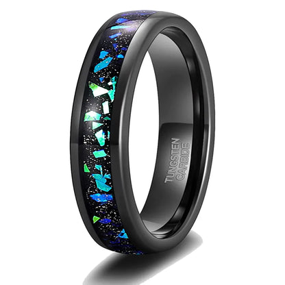 Men's and Women's Wedding Rings Tungsten Steel Galaxy Series Royal Blue Engagement Ring Anniversary Thanksgiving Graduation Gift
