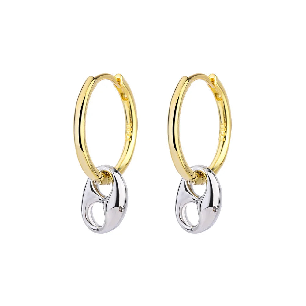 Luxury Shine Stamp 925 Sterling Silver Post Gold Plated Earrings Inlaid Boutique White Zircon Women Hook Drop Earrings Gift