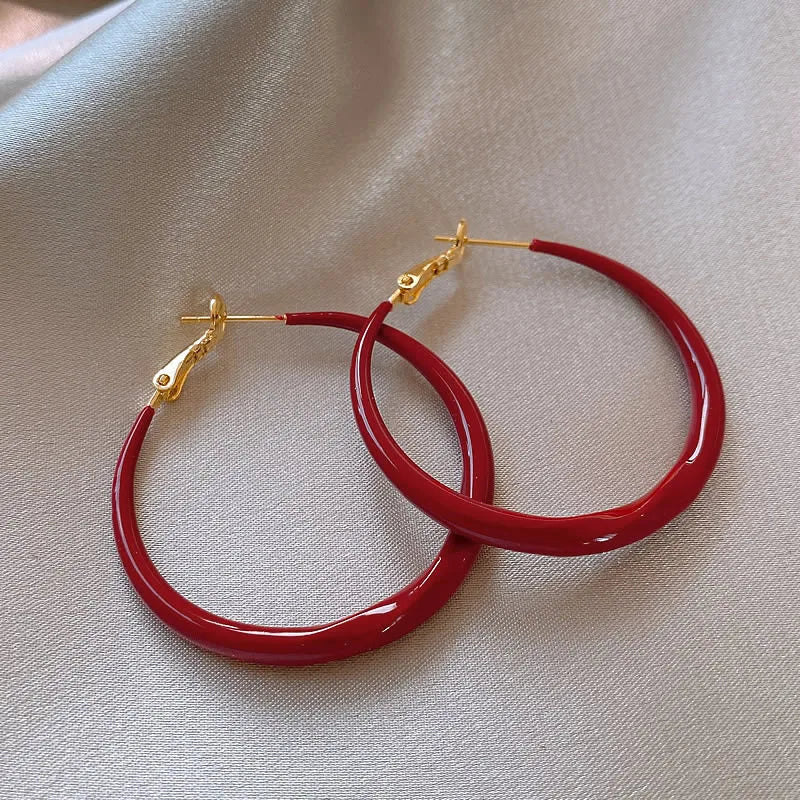 Shiny Big Circel Cross Hoop Earrings for Women Exquisite
