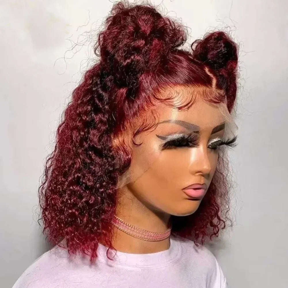 13x4 Lace Frontal Wig Short Bob Kinky Curly Wig Pre Plucked