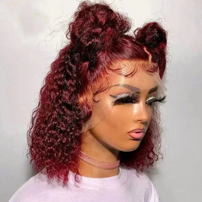13x4 Lace Frontal Wig Short Bob Kinky Curly Wig Pre Plucked