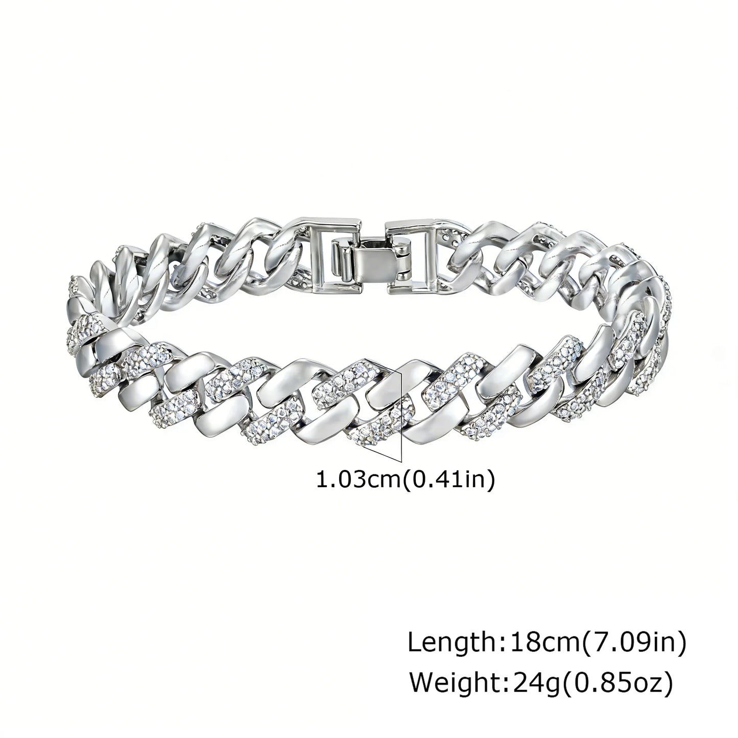 Paperclip Chain Bracelet 14K Gold Plated Cubic Zirconia Watch