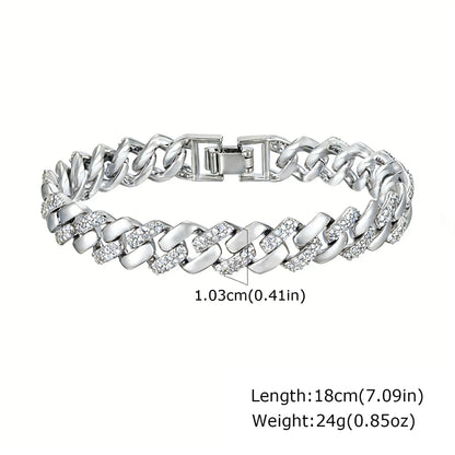 Paperclip Chain Bracelet 14K Gold Plated Cubic Zirconia Watch