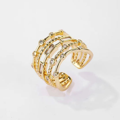 Nwe 18 K Gold Plated Sun Rings for Women Natural Stone Inlaid