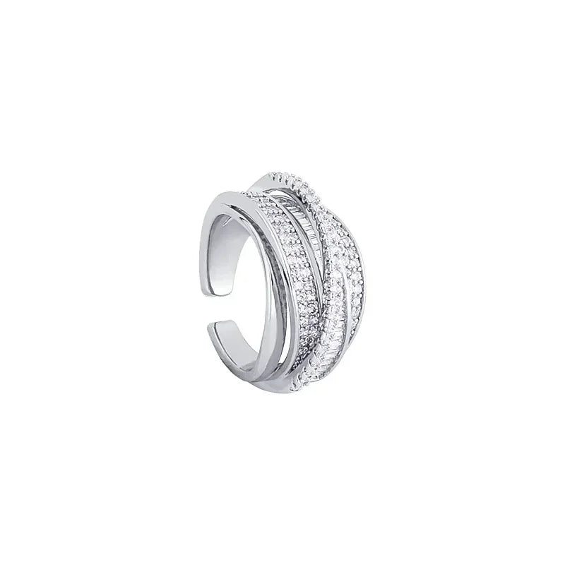 Silver Color Rhinestone Ring Multi-layer Winding Rings for Women