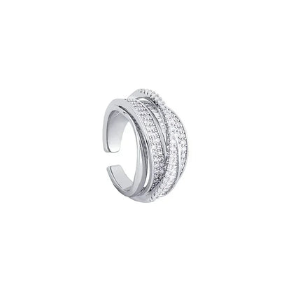 Silver Color Rhinestone Ring Multi-layer Winding Rings for Women