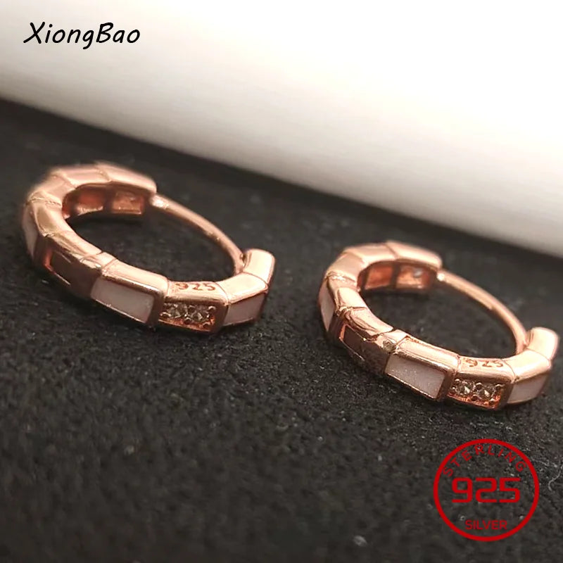 Luxury Shine Stamp 925 Sterling Silver Post Gold Plated Earrings Inlaid Boutique White Zircon Women Hook Drop Earrings Gift