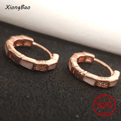 Luxury Shine Stamp 925 Sterling Silver Post Gold Plated Earrings Inlaid Boutique White Zircon Women Hook Drop Earrings Gift