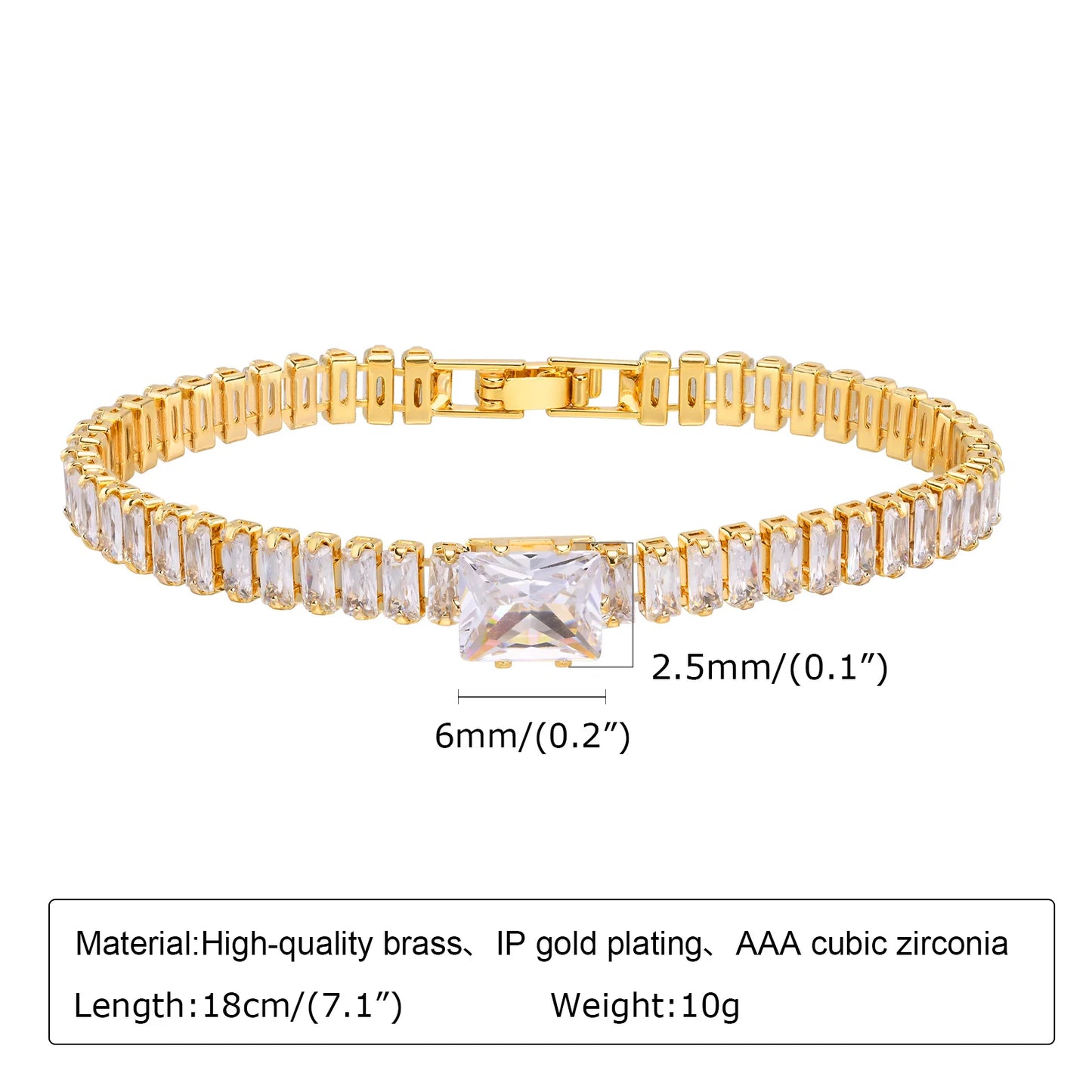 Paperclip Chain Bracelet 14K Gold Plated Cubic Zirconia Watch
