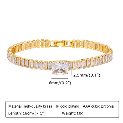 Paperclip Chain Bracelet 14K Gold Plated Cubic Zirconia Watch