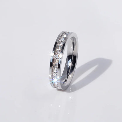 Clear White Stones Wedding Women Ring Stainless Steel 1 and 2