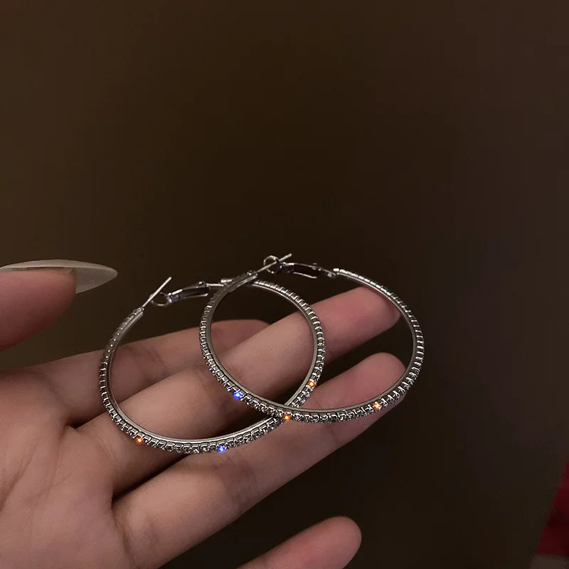 Shiny Big Circel Cross Hoop Earrings for Women Exquisite