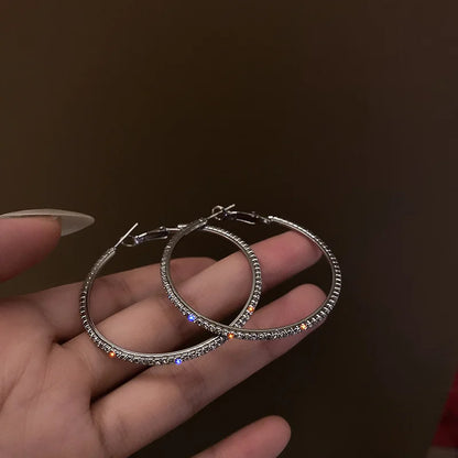 Shiny Big Circel Cross Hoop Earrings for Women Exquisite