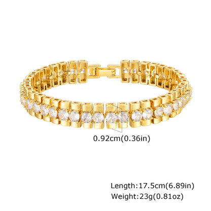 Paperclip Chain Bracelet 14K Gold Plated Cubic Zirconia Watch