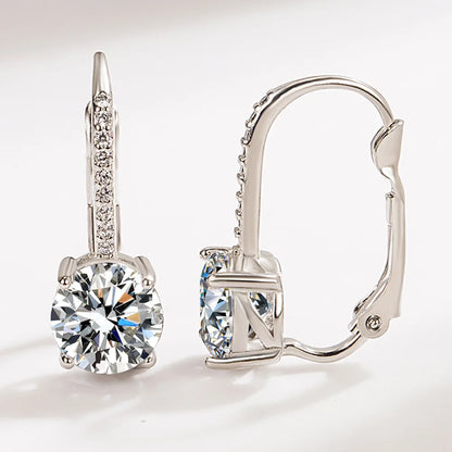 Luxury Shine Stamp 925 Sterling Silver Post Gold Plated Earrings Inlaid Boutique White Zircon Women Hook Drop Earrings Gift