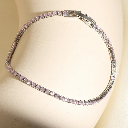 Exquisite Shiny Pink Black Zircon Decor Bracelets For Women