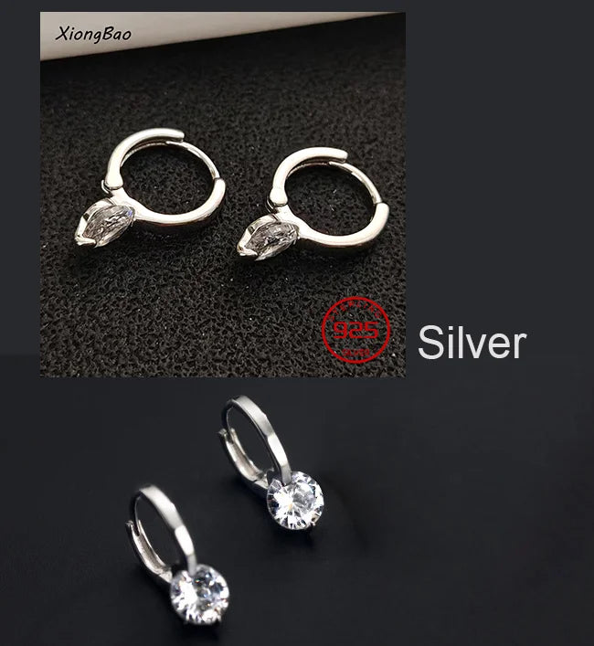 Luxury Shine Stamp 925 Sterling Silver Post Gold Plated Earrings Inlaid Boutique White Zircon Women Hook Drop Earrings Gift