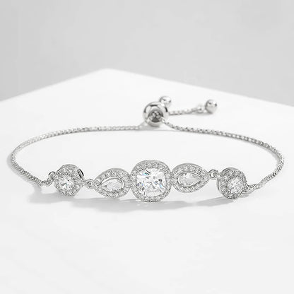 Cubic Zirconia Adjustable Open Bangle Bracelets for Women