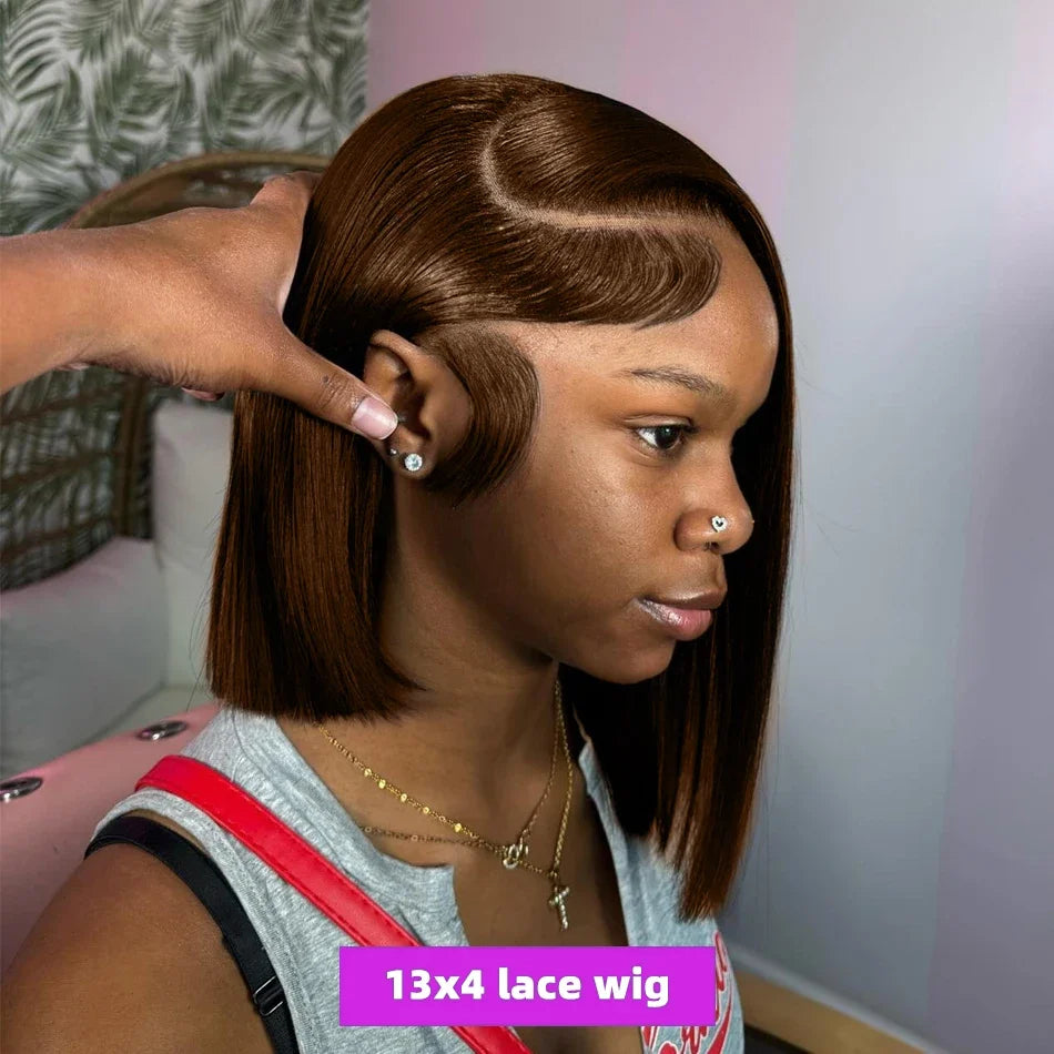 Straight Short Bob Wig 13x4 4x4 HD Lace Frontal Wigs 100% Human Hair