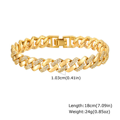 Paperclip Chain Bracelet 14K Gold Plated Cubic Zirconia Watch