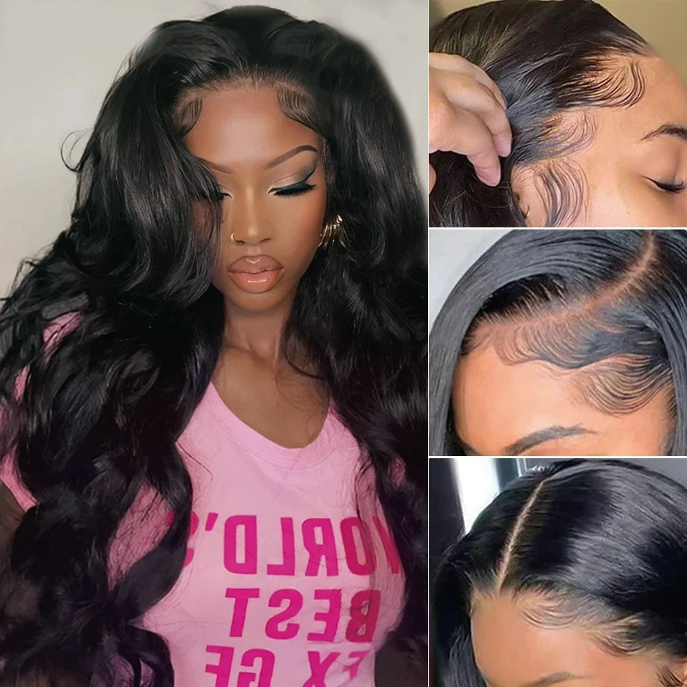180% Density Body Wave 13x6 Lace Front Wigs Human Hair Pre Plucked 13x4 HD Transparent Lace Frontal Wigs Human Hair For Women