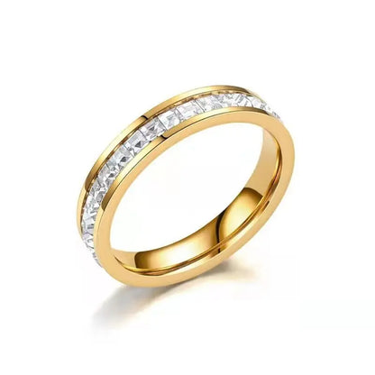 Clear White Stones Wedding Women Ring Stainless Steel 1 and 2