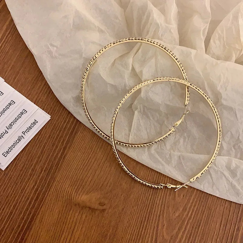 Shiny Big Circel Cross Hoop Earrings for Women Exquisite