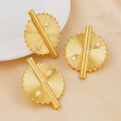 Luxury Handmade Big Earrings Ring Set  Plated Dubai Chain Wedding Jewelry Bridal Accessory Arab Turkis Earrings Women