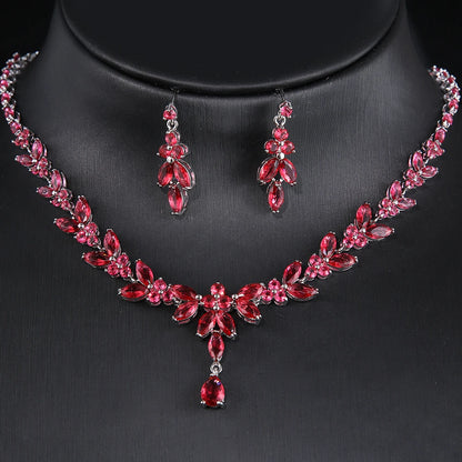 Emmaya Exquisite Jewelry Sets For Women Wedding Party Accessories Cubic Zircon Stud Earrings & Necklace Gift